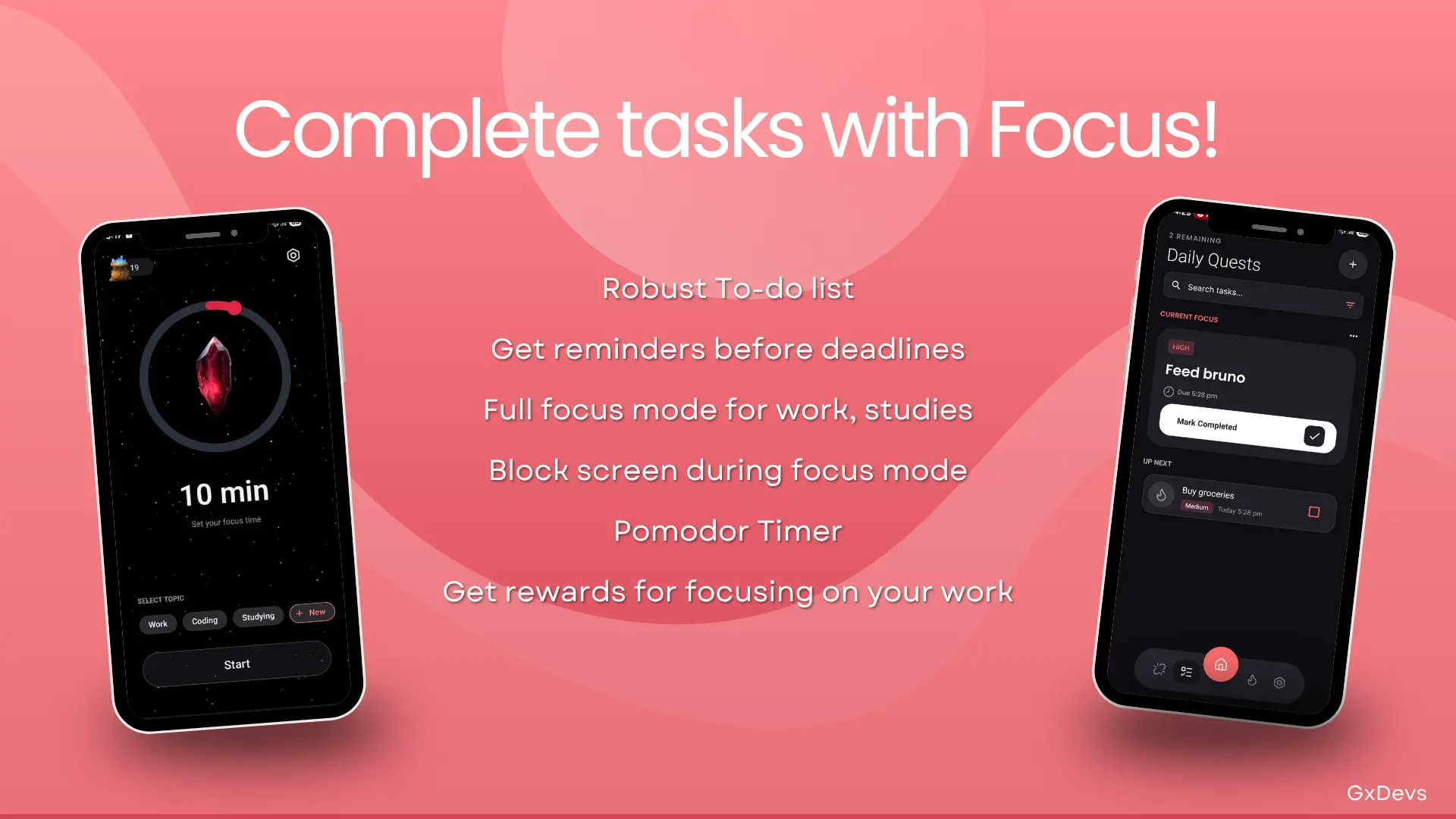 Mind Mint focus mode screen for guided calm and concentration